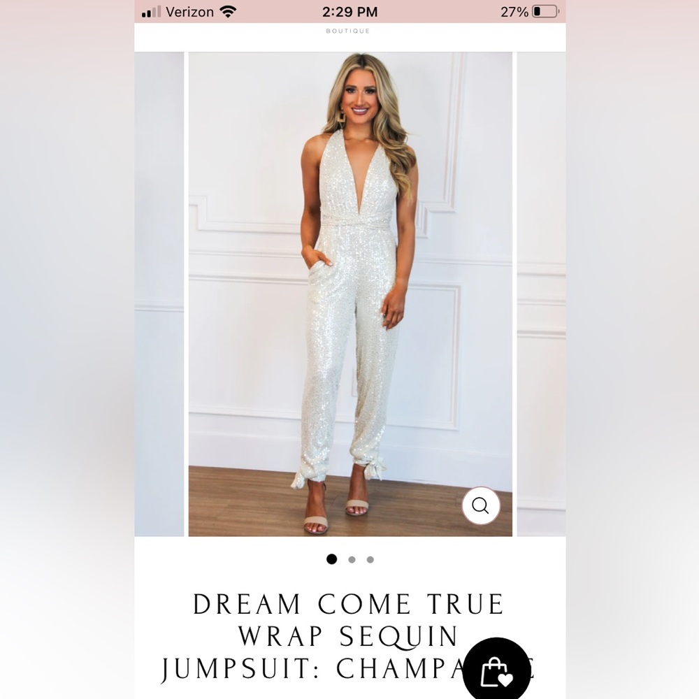 Champagne Sequin Wrap Jumpsuit